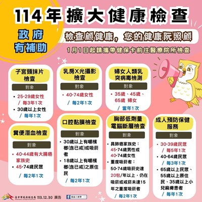 114年成人預防保健服務