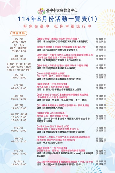 114年8月份活動一覽表01